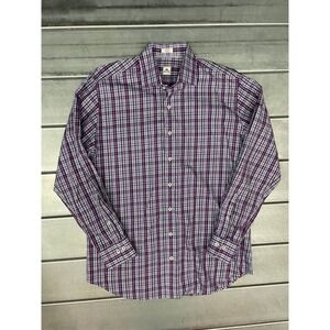Peter Millar Titleist Button Up Shirt Mens Large Purple Plaid Casual Long Sleeve
